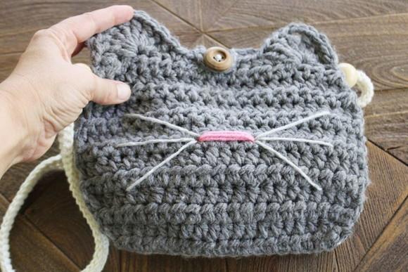 Bolsa de Crochê Gatinho