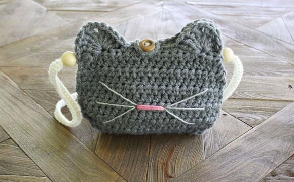 Bolsa de Crochê Gatinho