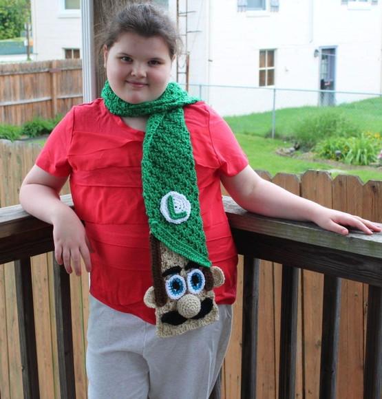 Cachecol Mario e Luigi Mario Bros em Crochê
