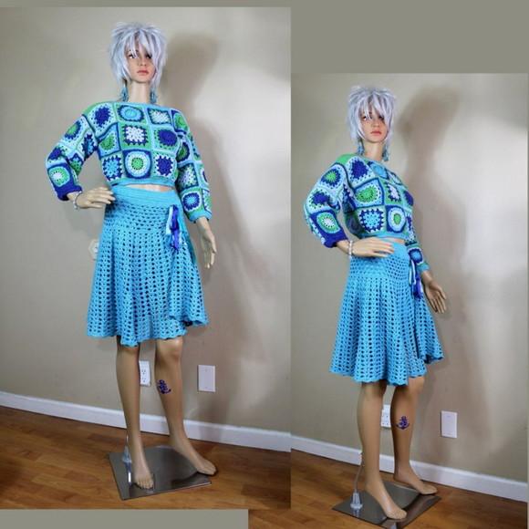 Conjunto Blusa + Saia em Crochê