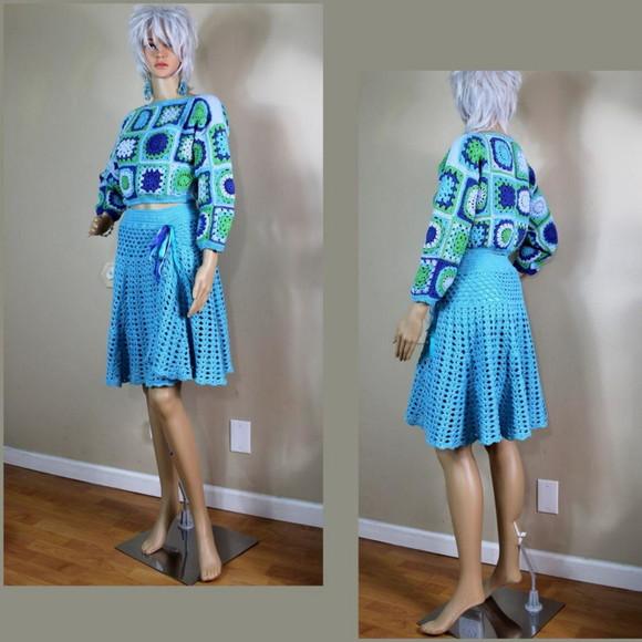 Conjunto Blusa + Saia em Crochê