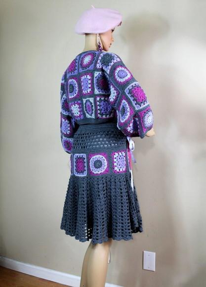 Conjunto Blusa + Saia em Crochê
