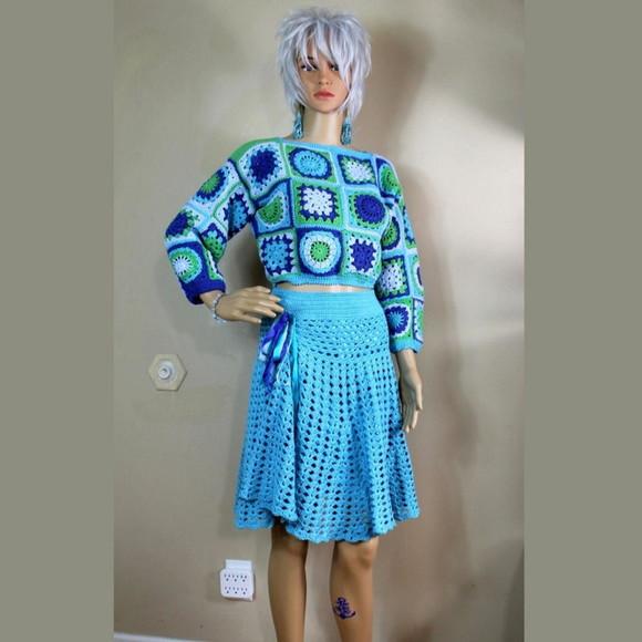 Conjunto Blusa + Saia em Crochê