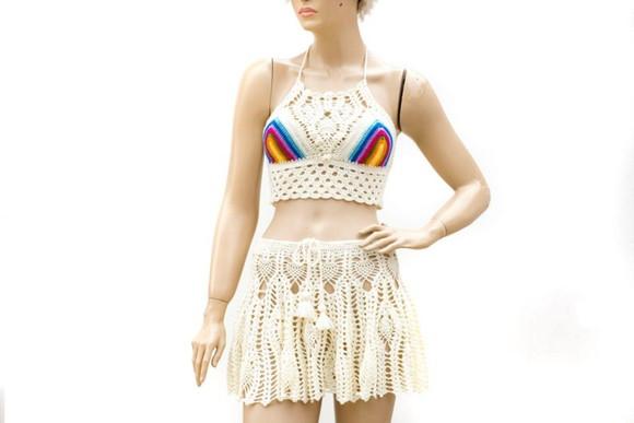 Conjunto moda praia em crochê