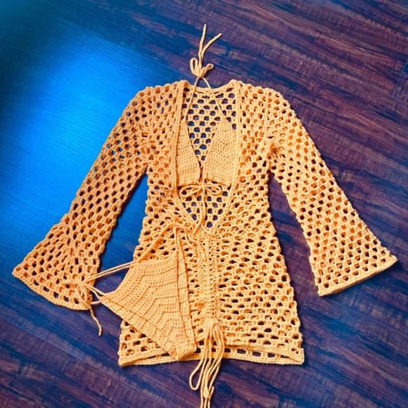 Conjunto moda praia em crochê