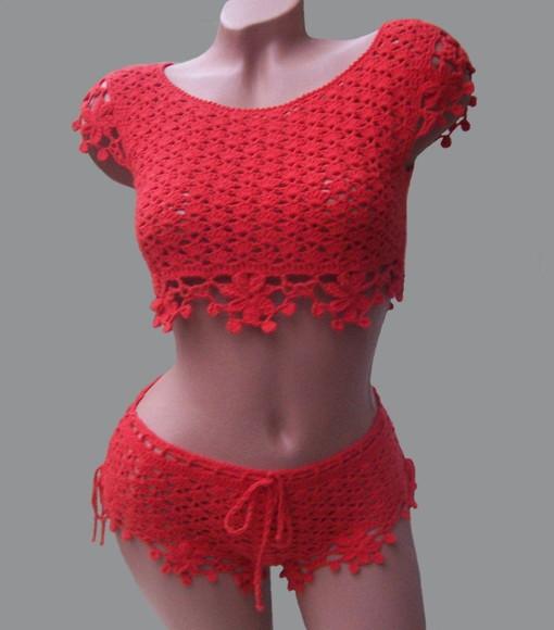 Conjunto moda praia em crochê