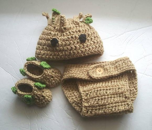 Fantasia Baby Groot em Crochê Newborn