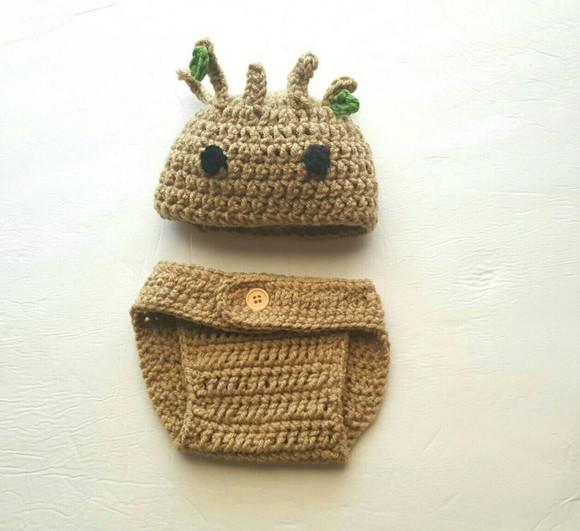 Fantasia Baby Groot em Crochê Newborn