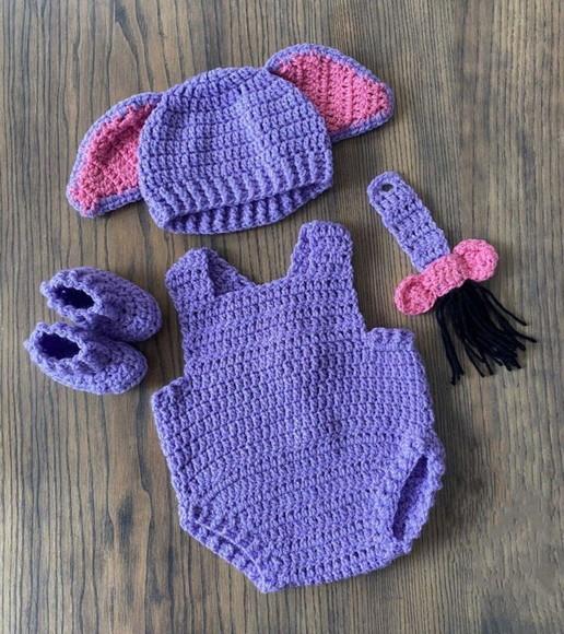 Fantasia Bisonho em Crochê ursinho Pooh