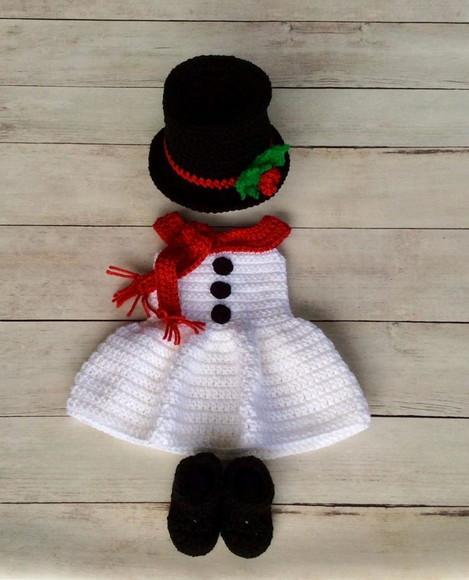 Fantasia Boneco da Neve em Crochê Bebe Menina