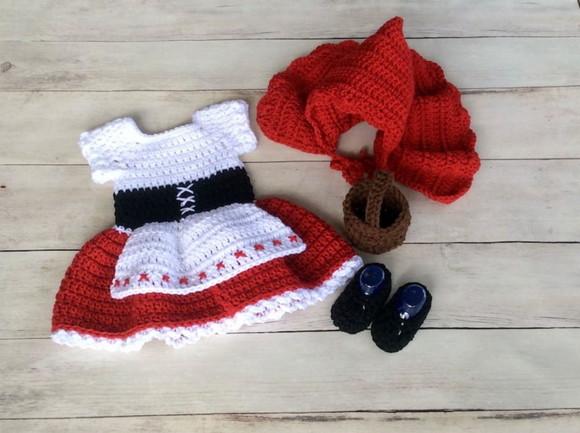 Fantasia Chapeuzinho Vermelho em Crochê