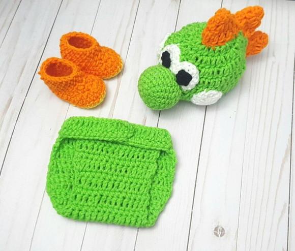 Fantasia dinossauro em crochê