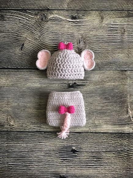 Fantasia Elefante em Crochê Newborn