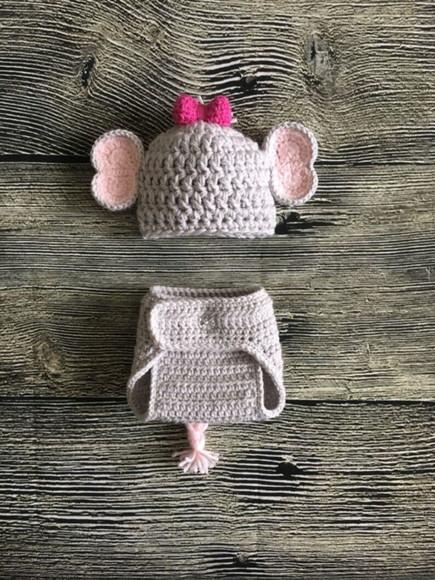 Fantasia Elefante em Crochê Newborn