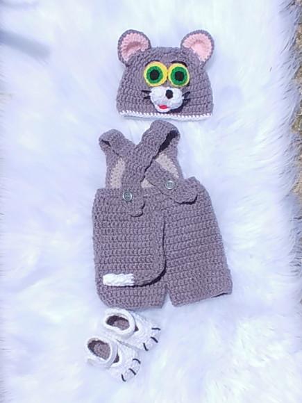 Fantasia Gato Tom tom e Jerryem Crochê