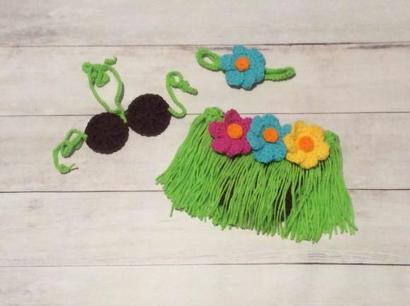 Fantasia Havaiana Bebe em Crochê