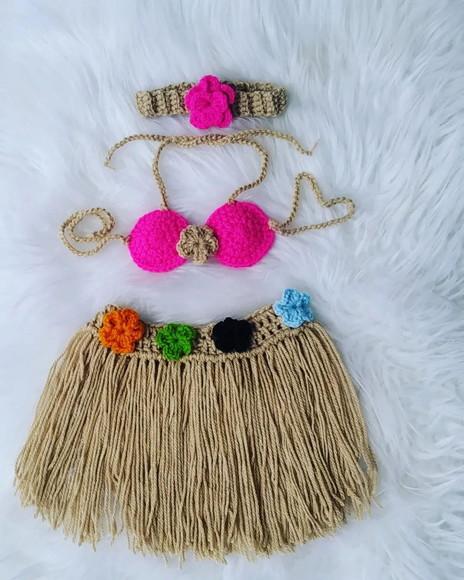Fantasia Havaiana de Crochê para Bebê