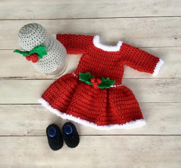 Fantasia Natal em Crochê Vestido