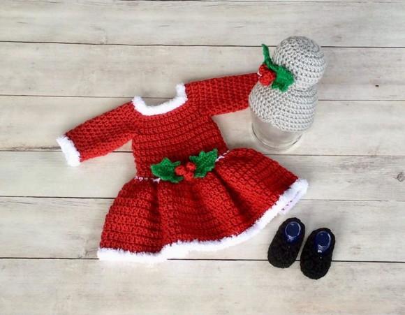 Fantasia Natal em Crochê Vestido