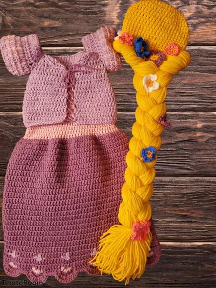 Fantasia Rapunzel em Crochê