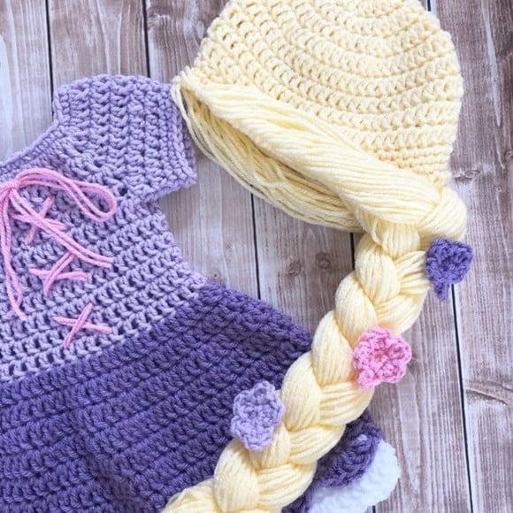 Fantasia Rapunzel em Crochê