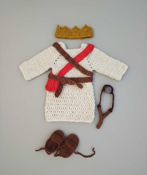 Fantasia Rei Davi Infantil Kit Completo Artesanal