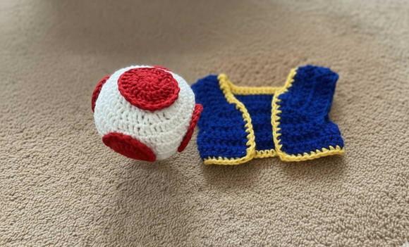 Fantasia Toad do Super mario Bros Cogumelo em Crochê