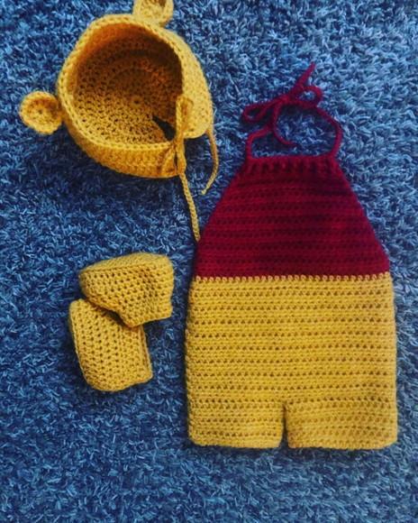 Fantasia Urso Pooh em Crochê Ensaio Fotográfico Newborn