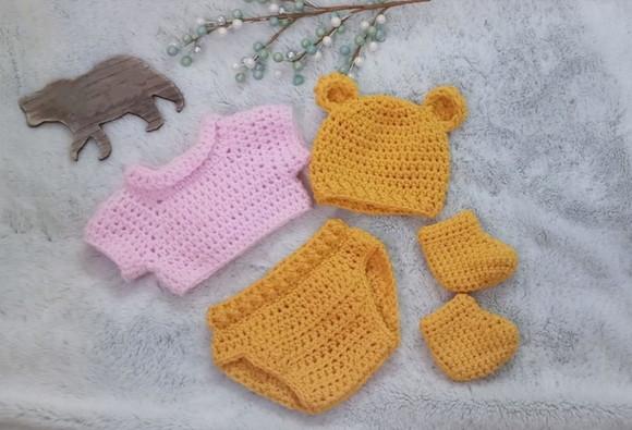 Fantasia Urso Pooh Menina em Crochê