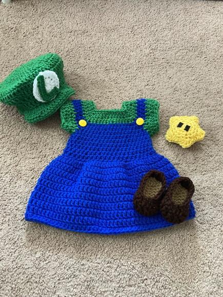 Fantasia Vestido Mario Bros em Crochê