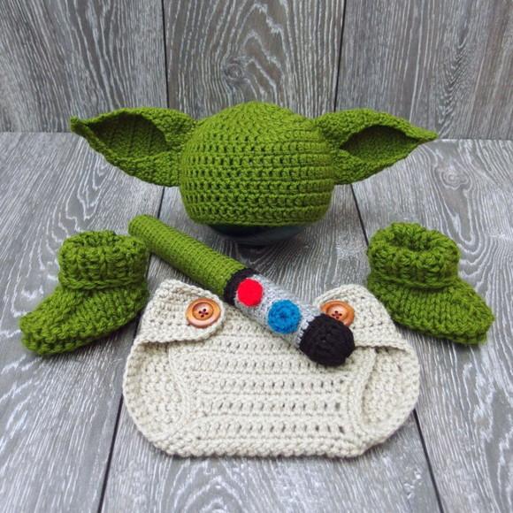 Fantasia Yoda Bebê em Crochê