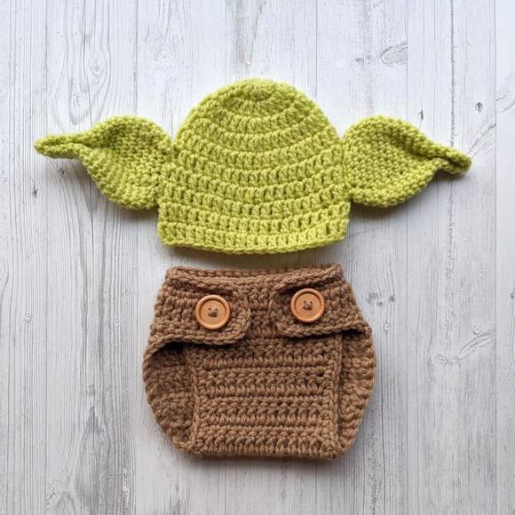 Fantasia Yoda Bebê em Crochê