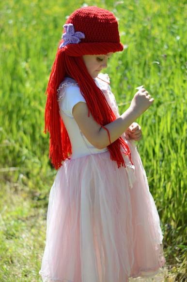 Peruca Touca Princesa Ariel em Crochê