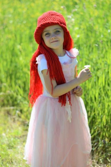 Peruca Touca Princesa Ariel em Crochê