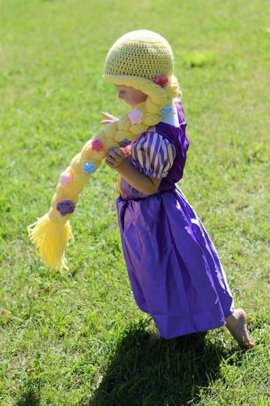 Peruca Touca Rapunzel em Crochê