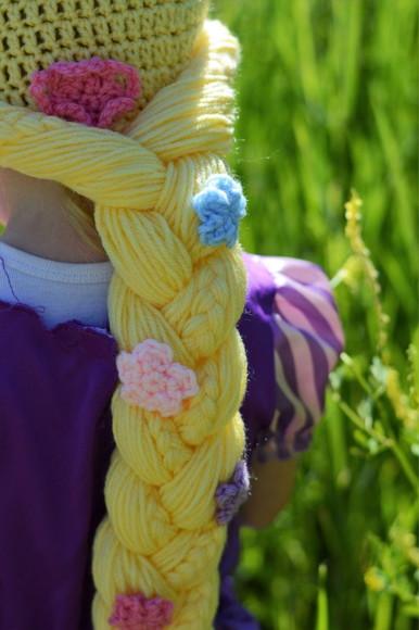 Peruca Touca Rapunzel em Crochê