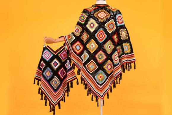 Poncho de crochê