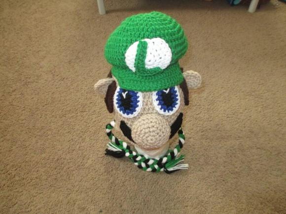 Touca do Mario Bros Luigi em Crochê