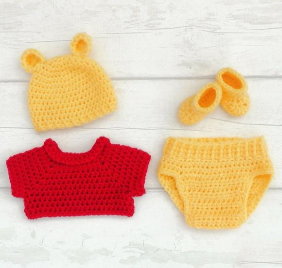 Ursinho Pooh Bebê, Roupas de Crochê para Ensaio Fotográfico