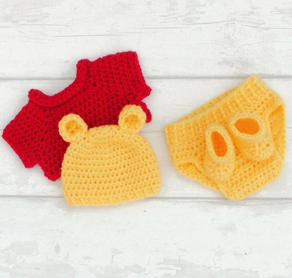 Ursinho Pooh Bebê, Roupas de Crochê para Ensaio Fotográfico