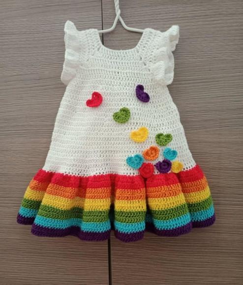 Vestido Arco-íris Bebê Infantil