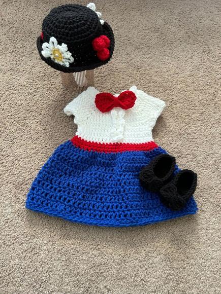 Vestido Fantasia Mary Poppins em Crochê