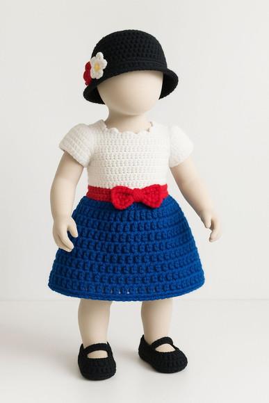 Vestido Fantasia Mary Poppins em Crochê