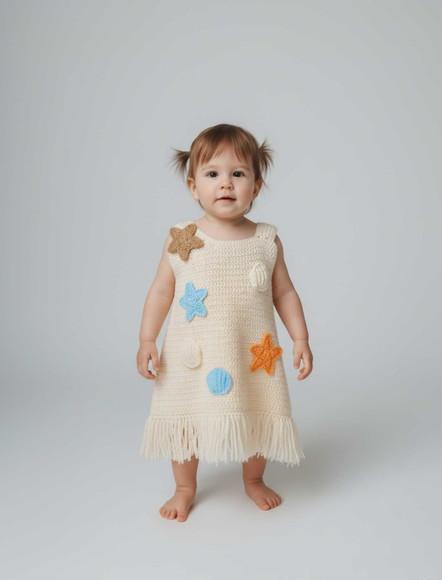 Vestido Infantil Crochê Fundo do Mar
