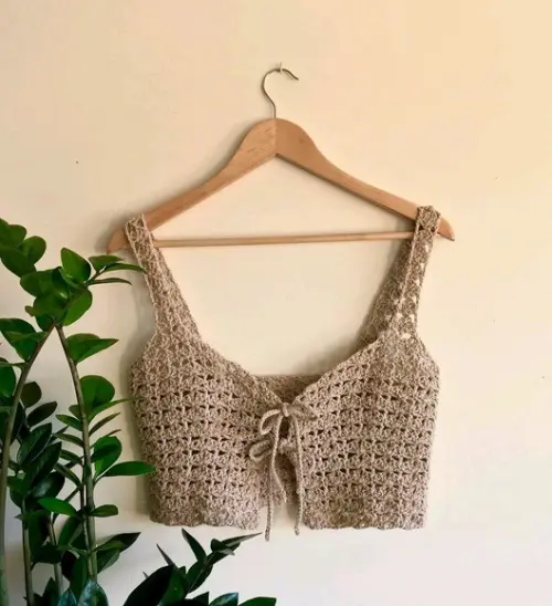 Blusa cropped de crochê