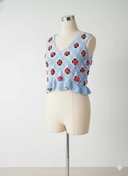 Blusa Cropped de Crochê