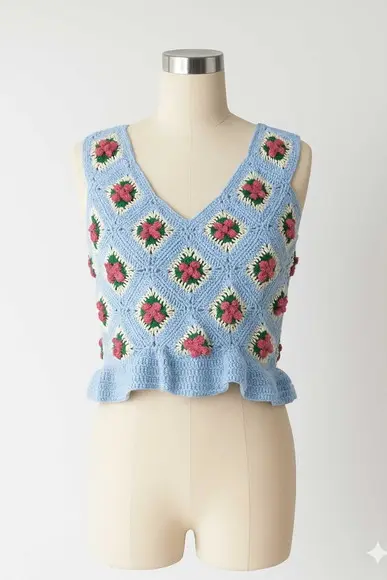Blusa Cropped de Crochê