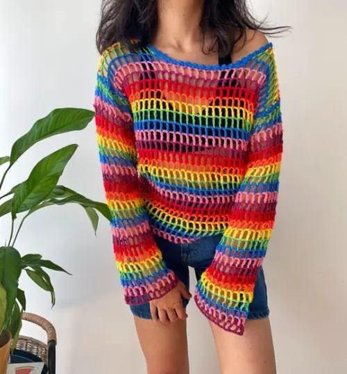 blusa moda praia em crochê