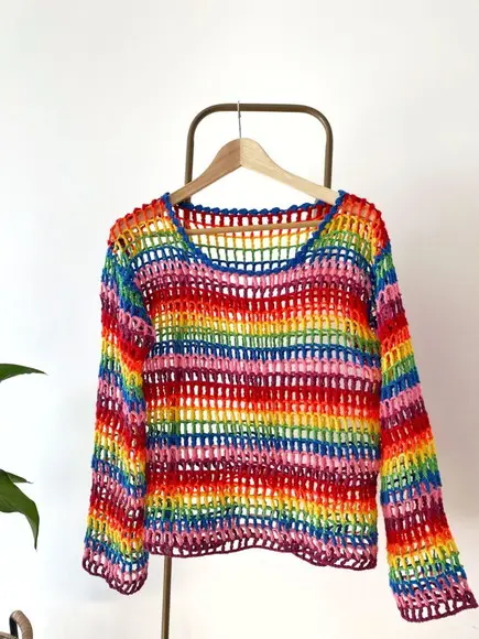 blusa moda praia em crochê