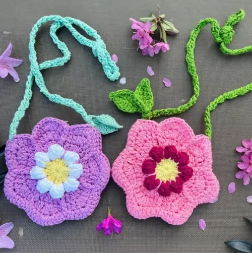 Bolsa Flor em Crochê Infantil